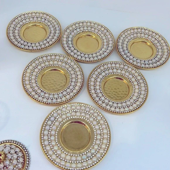 NEW HANDMADE TURKISH TEA SET WITH PEARLS - Picture 6 of 17